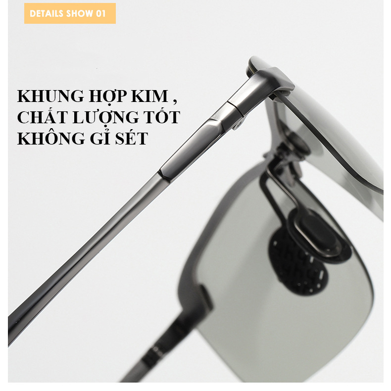 Kính râm nam M05M - kính mát đổi màu phân cực chống tia cực tím UV400 bảo vệ mắt khi lái xe du lịch dã ngoại gọng hợp kim thép