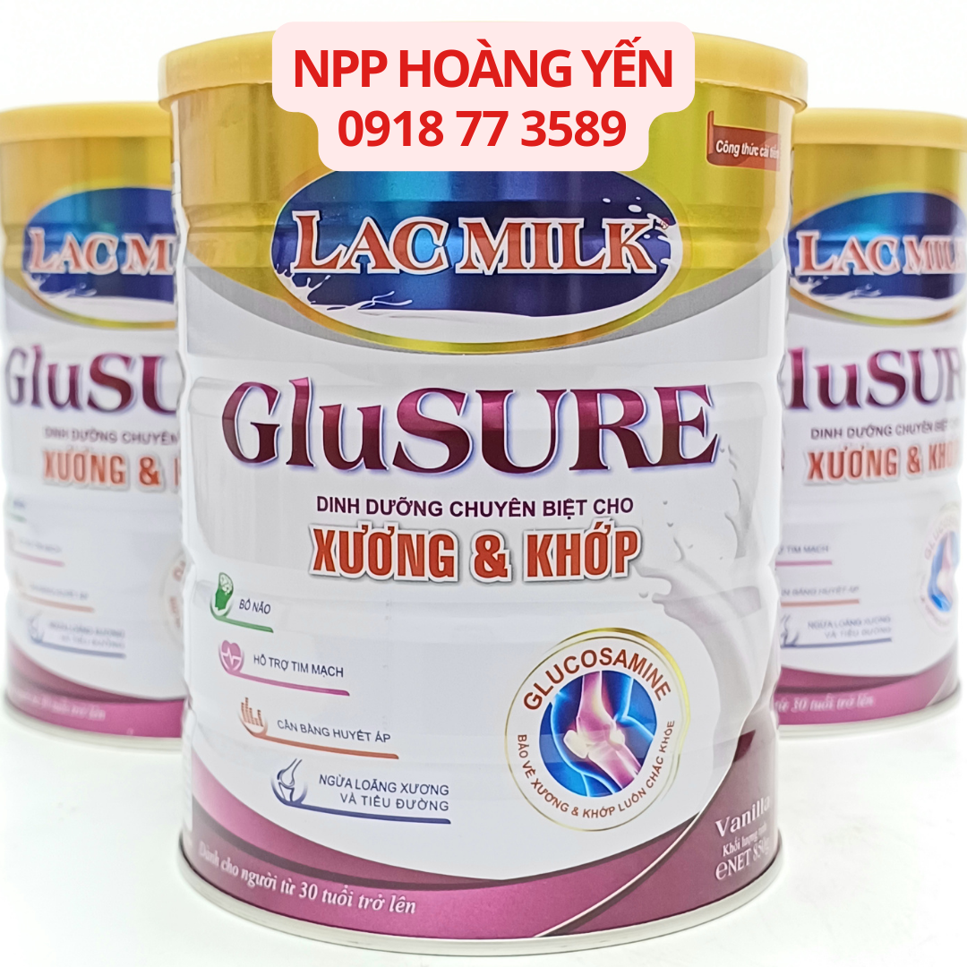 Sữa Lacmilk Glusure chuyên biệt dành cho người bệnh xương khớp với Glucosamine lon 900g