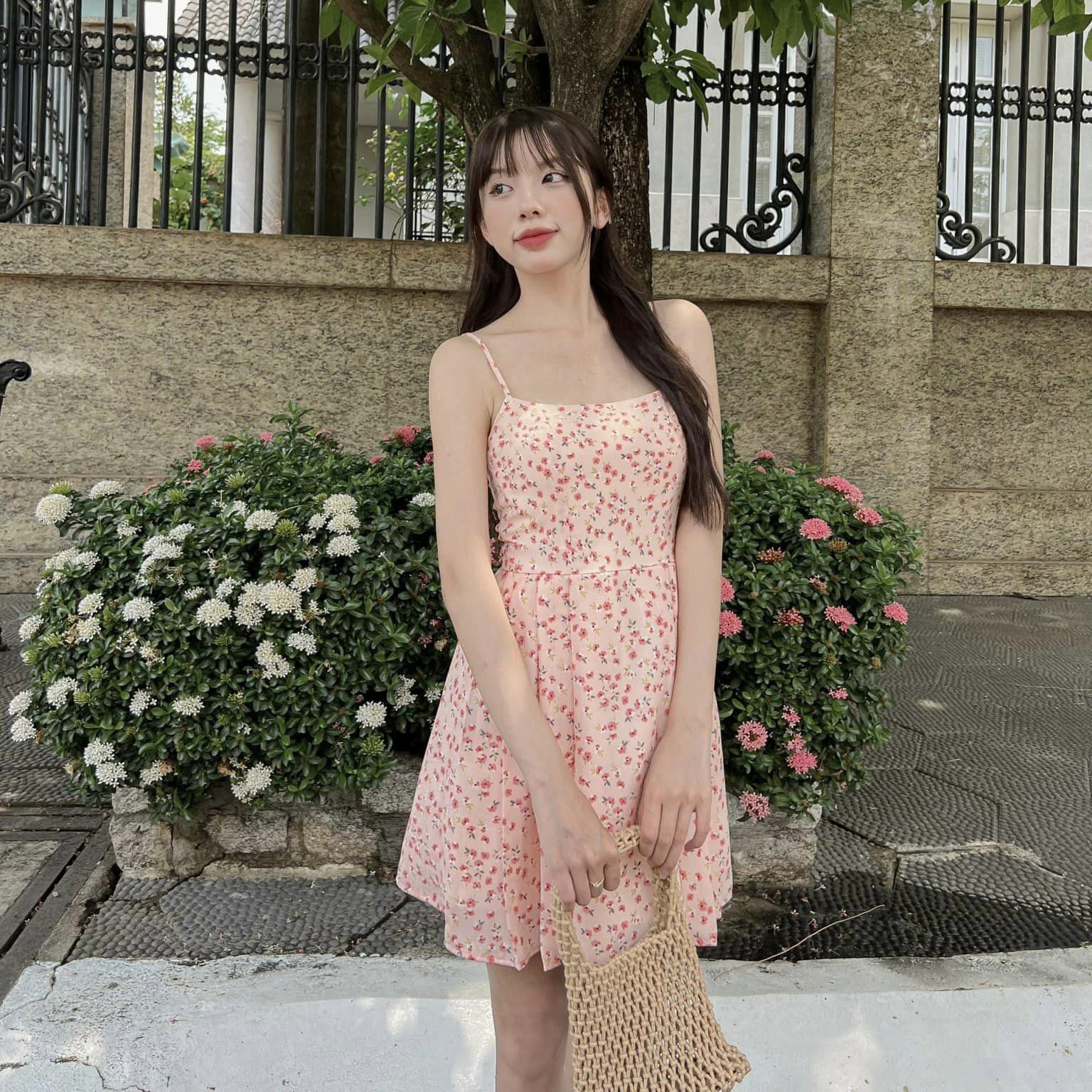 GOLA - Đầm LACEY - Đầm hoa 2 dây tùng xòe