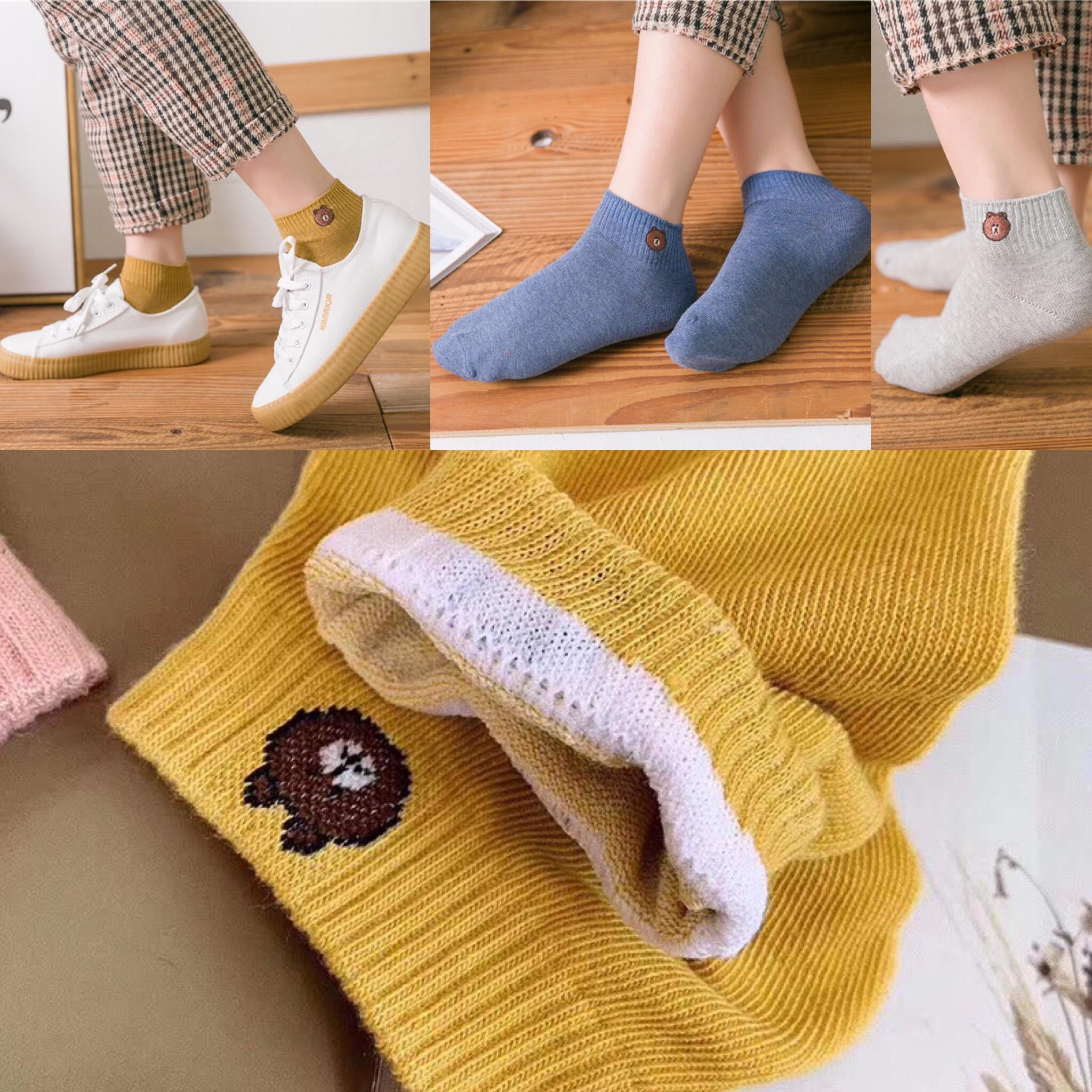 [HCM](1 Đôi) Vớ Nữ Hình Gấu Nhiều màu Siêu Thoáng Mát Thời Trang - Vớ Nữ Cổ Ngắn Siêu Dễ Thương Năng Động