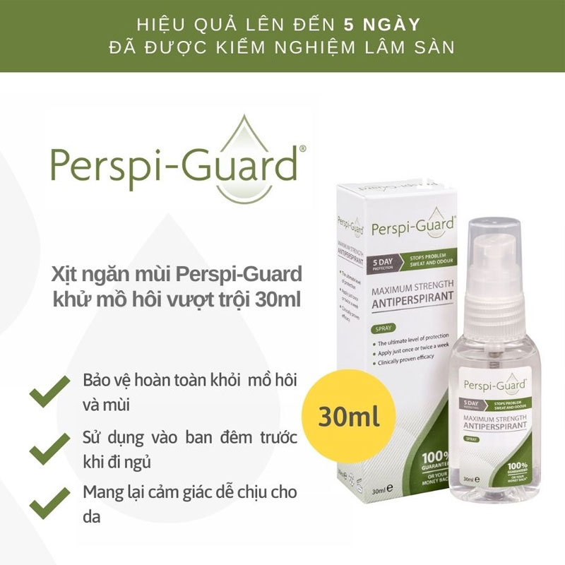 [HCM]Xịt Khử Mùi Ngăn Mồ Hôi Toàn Thân Perspi Guard Spray 30ml - 50ml dịu nhẹ không gây ố vàng áo nhập khẩu