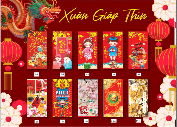 Combo 50 chiếc lì xì mẫu mã mới nhất năm 2024