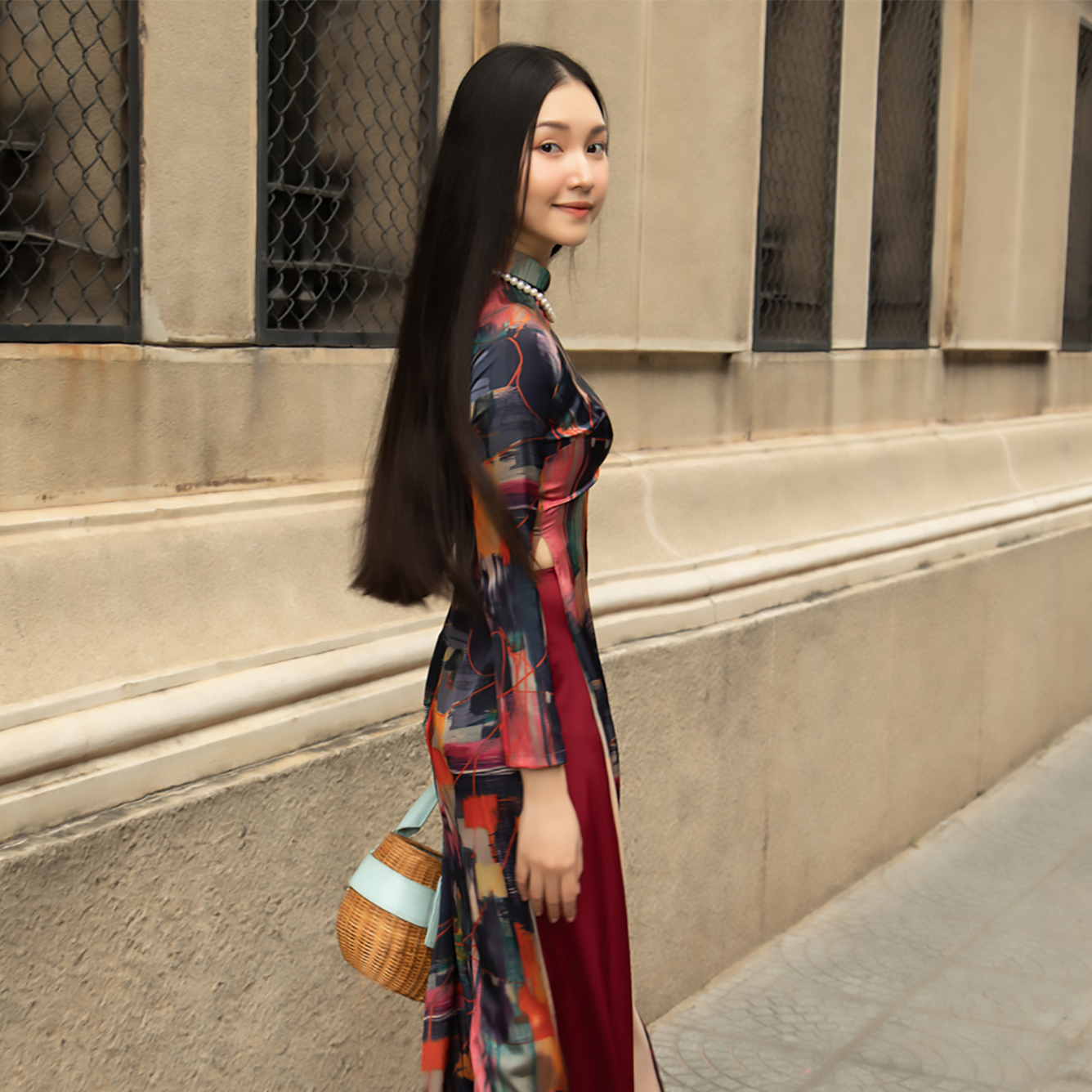 Áo Dài Lụa Đỏ F2 Gems Of VietNam AD32
