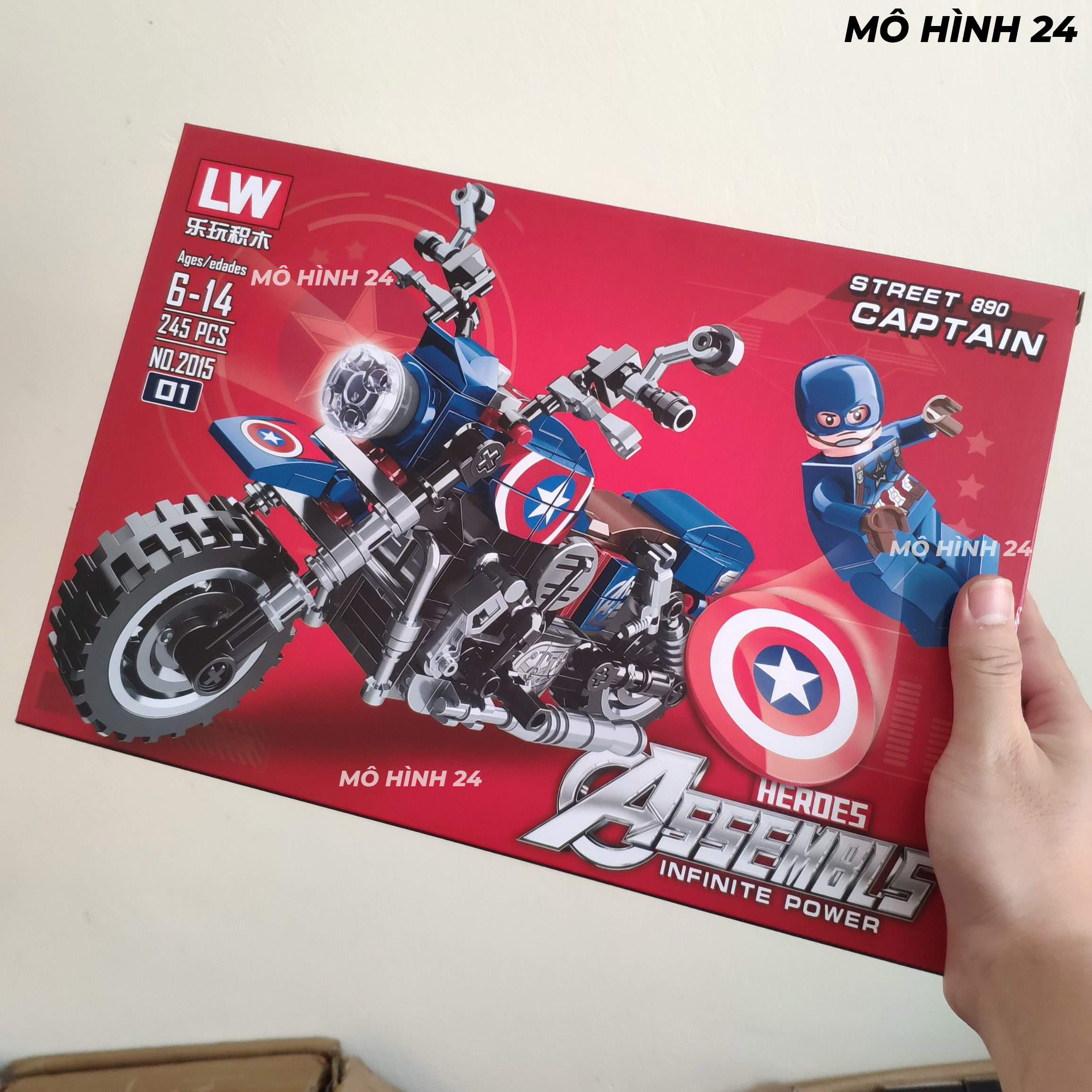 Toy model assembled non motorcycle Captain American motor Captain America MOC Sluban 245 + cost advanced children's logo folded shape cheap