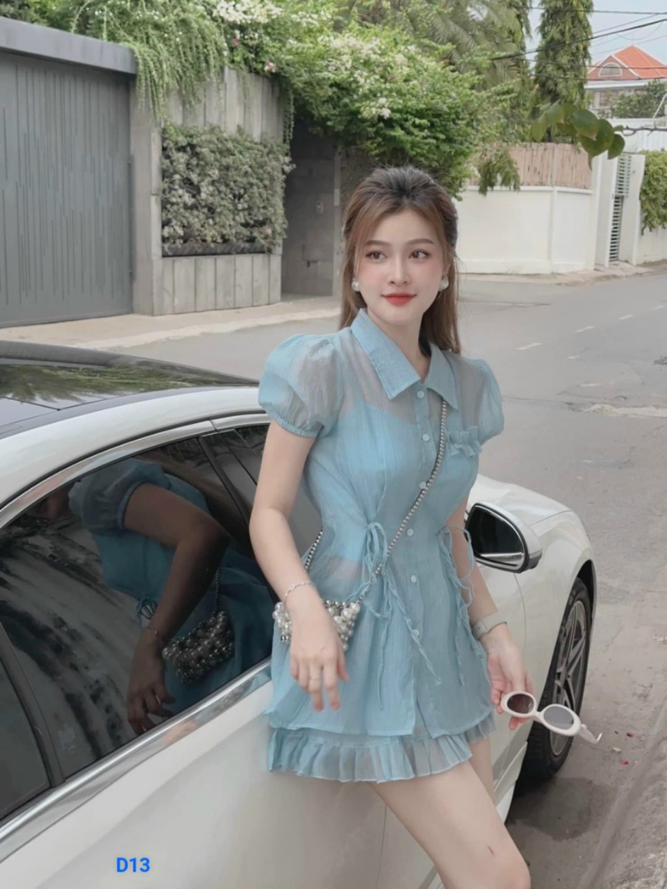 Sét voan tơ áo cột dây eo 3 món có áo trong