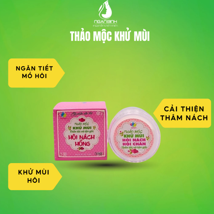 Bột Thảo Mộc Khử Mùi Hôi Nách Hồng MPĐT Ngân Bình 50g