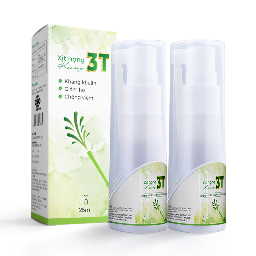 Combo 2 xịt họng keo ong 3t giảm nhanh cơn ho, giảm đau ngứa rát họng, viêm họng
