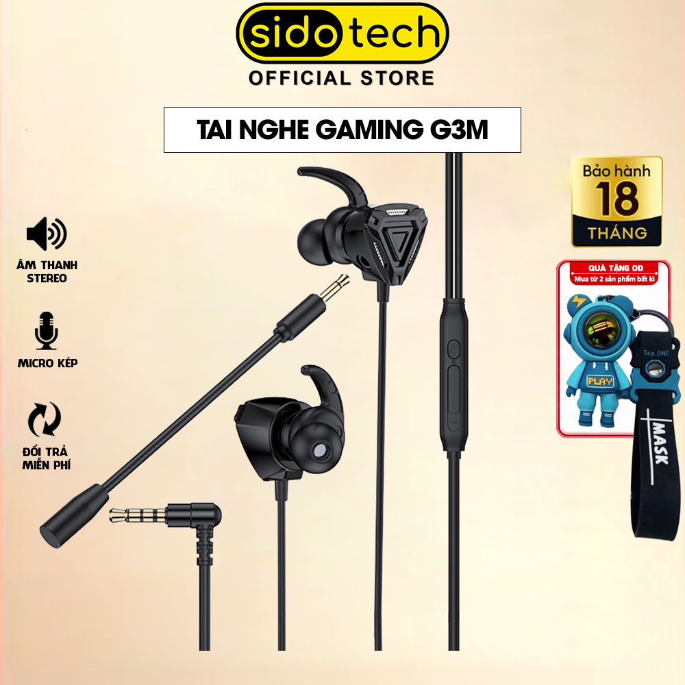 Tai nghe gaming có mic Sidotech G3m cho điện thoại dùng cho game thủ chơi game mobile pc laptop thuộc dòng tai nghe gaming có dây chuyên dụng cho game pubg moblie liên quân lmht tốc chiến