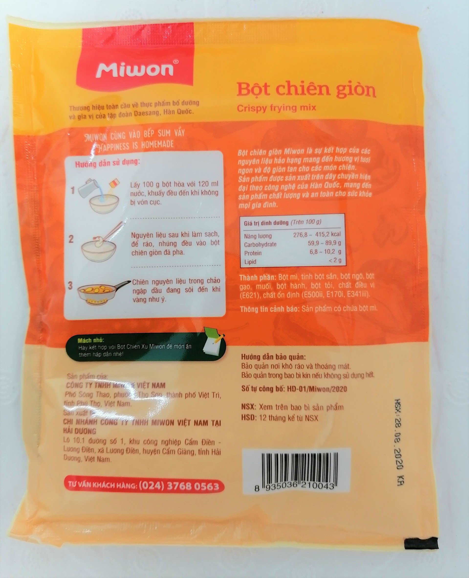 [Túi nhỏ 100g] BỘT CHIÊN GIÒN [VN] MIWON Crispy Frying Mix