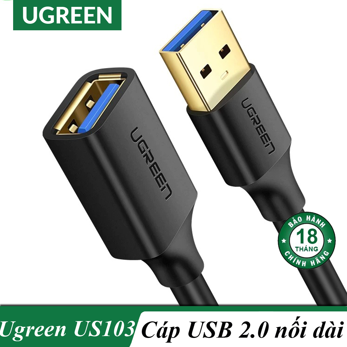 [HCM]Cáp USB 2.0 nối dài  chính hãng Ugreen US103 cao cấp