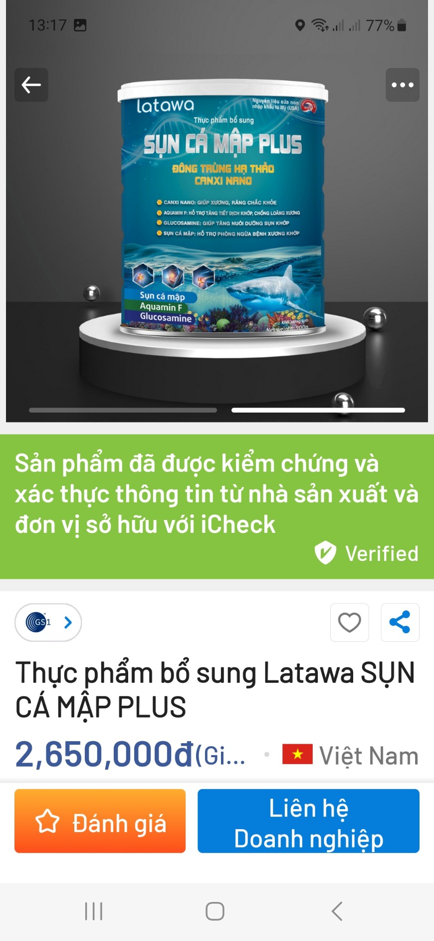 (Chính hãng; 900g, HSD 2027) Sữa bột Sụn cá mập Plus Đông Trùng hạ Thảo Canxi Nano.