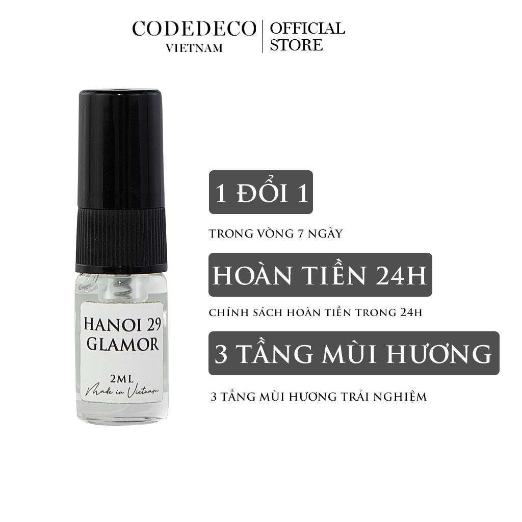 Tinh dầu nước hoa CODEDECO Hanoi 29 Glamor Vial 2ml dùng thử thanh lịch nhẹ  nhàng tinh tế - MixASale