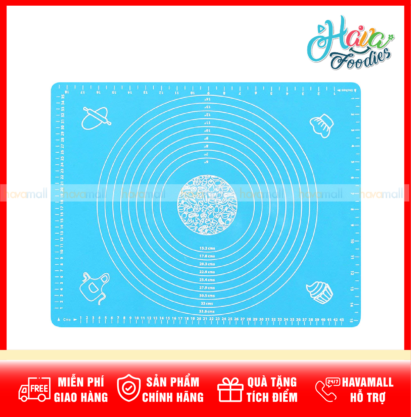 Miếng lót nhào bột bằng silicon 40x50cm