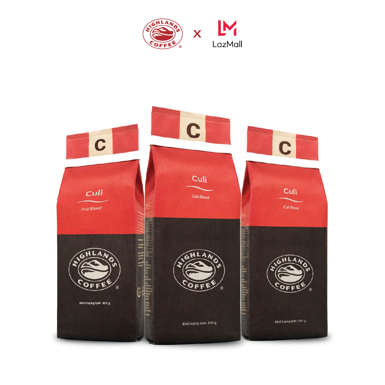 [Super Sale 12.12 from 8Pm December 11-14. Free 01 Highlands Bucket Hat] Combo of 3 Culi Highlands Coffee Roasted and Ground Coffee 200g