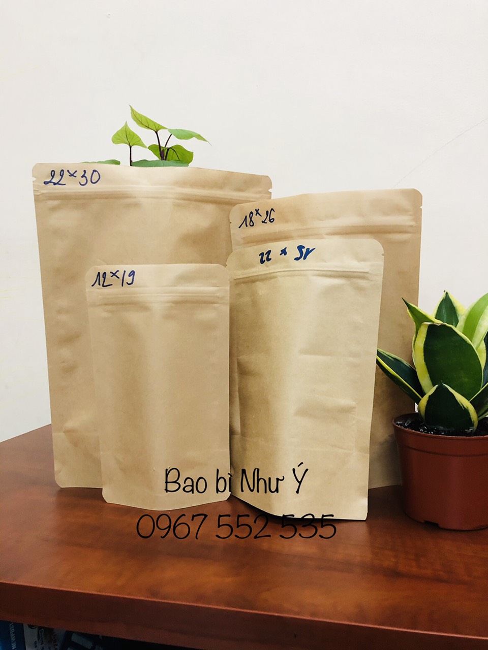 [1KG/SIZE] - TÚI ZIPPER GIẤY KRAFT KHÔNG CỬA SỔ, DÙNG ĐỰNG CAFE, MỸ PHẨM, SẢN PHẨM Y HÌNH