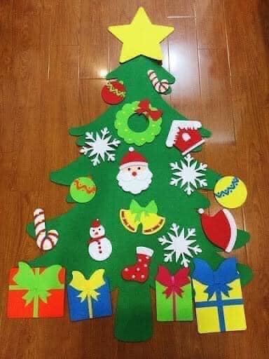 Cây thông trang trí noel dán tường vải da
