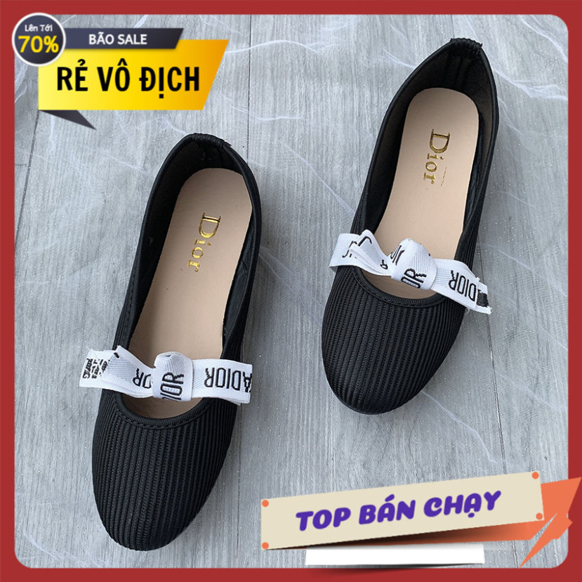 Giày búp bê nữ nơ trắng giày đế bệt xăng đan đế bệt giá rẻ