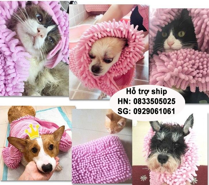 Hanpet - Chăm sóc chó mèo - Khăn tắm chó siêu thấm khăn bông lau mình cho chó mèo loại khăn thấm hút nước rất tốt