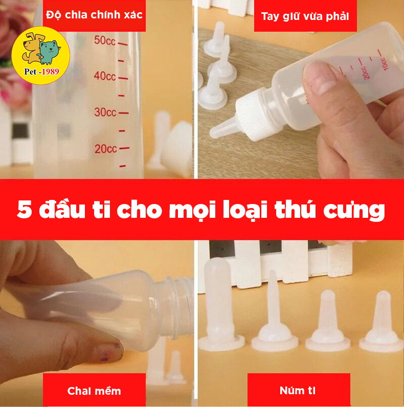 Bình Ti Bình Sữa Chó Mèo Sơ Sinh 60ml  Pet-1989