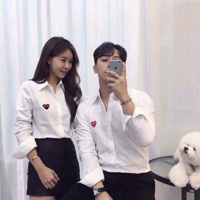 [HCM]ÁO SƠ MI NAM NỮ THÊU TRÁI TIM SIÊU HẤP DẪN