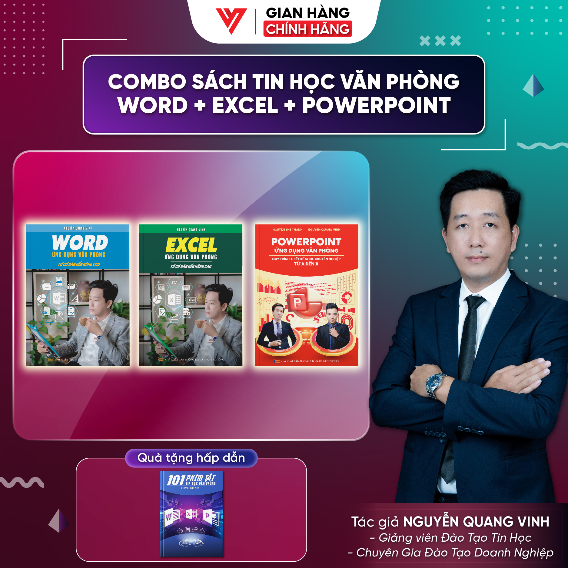 Combo 3 Sách Word, Excel, PowerPoint Ứng Dụng Văn Phòng CB3WEPP + Tặng 101 Phím Tắt + Bảng Hàm