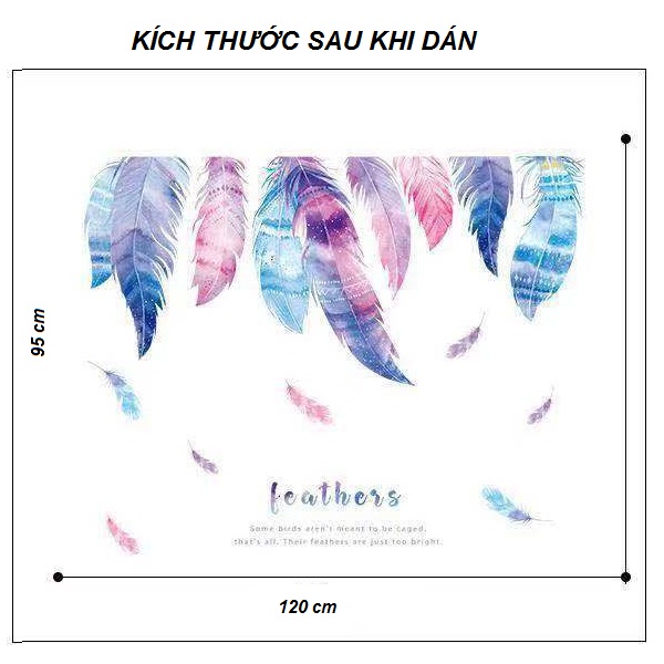 [HCM]Decal dán trang trí phòng ngủ dễ thương - decal lông vũ HCM