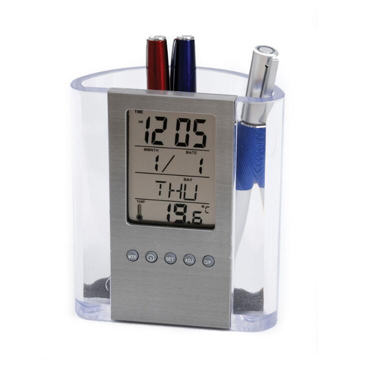 Hộp Đựng Bút Để Bàn Kiêm Đồng Hồ V2