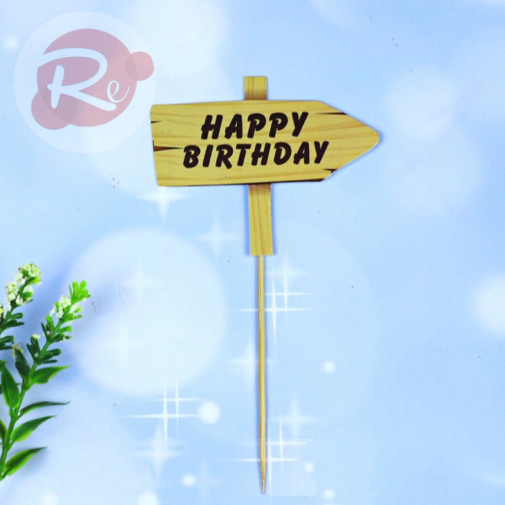 Bảng gỗ HPBD - Trang trí bánh sinh nhật bánh kem