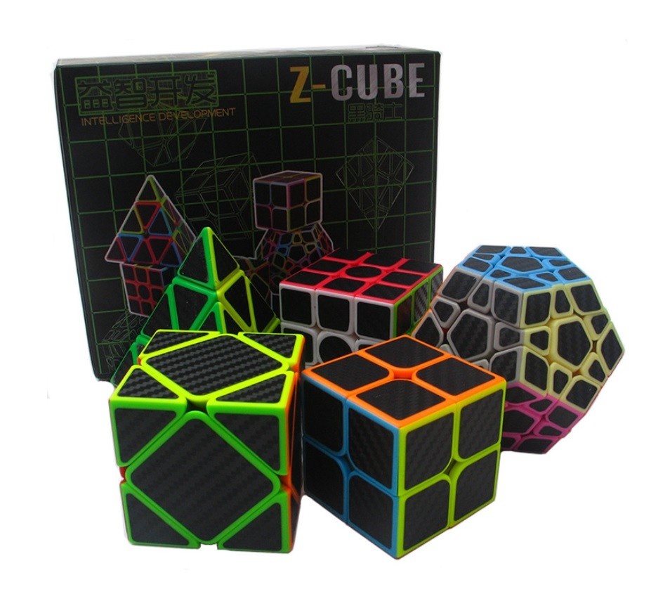 Combo 5 Rubik Zcube Carbon Biến Thể - 5 Rubik Cao Cấp  ( Tặng 5 chân đế rubik )