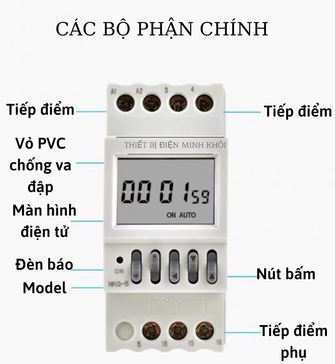 Công Tắc Hẹn Giờ Chu Kỳ Tháng NKG-5,timer hẹn giờ chu kỳ tháng NKG5 ATS, công tắc điện tử, bộ timer chuyển đổi nguồn
