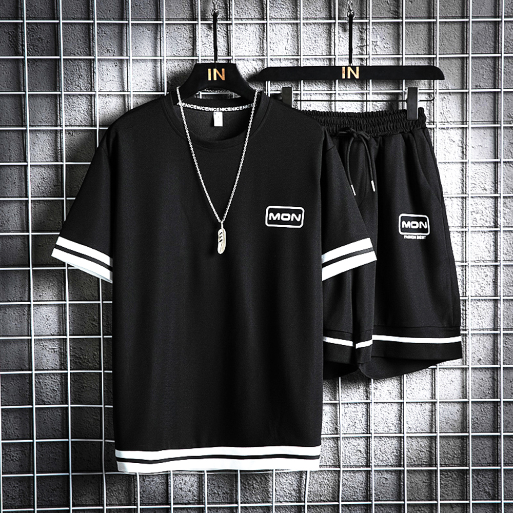 Bộ Quần Áo Thun Nam Mùa Hè Áo Cổ Tròn  Ngắn Tay Bo Viền Sọc Ngang  Kết Hợp Quần Shorts Thể Thao  Hot Trend  Năm 2024 Thời Trang FASHION4MENHCM SET NAM 90000161