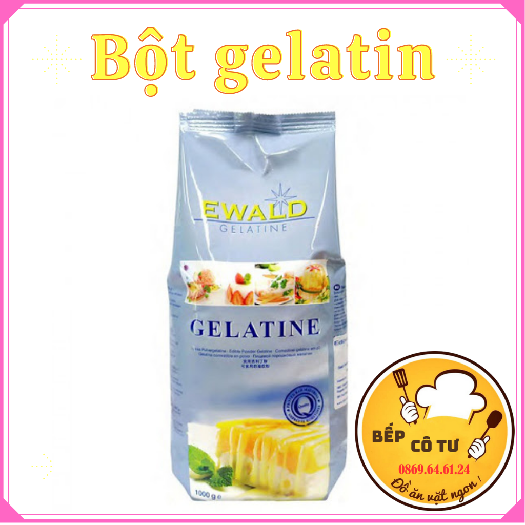 Bột Gelatin hữu cơ nguyên liệu chè khúc bạch làm bánh thương hiệu Ewald Đức loại 100Gram -500Gram chiếc lẻ