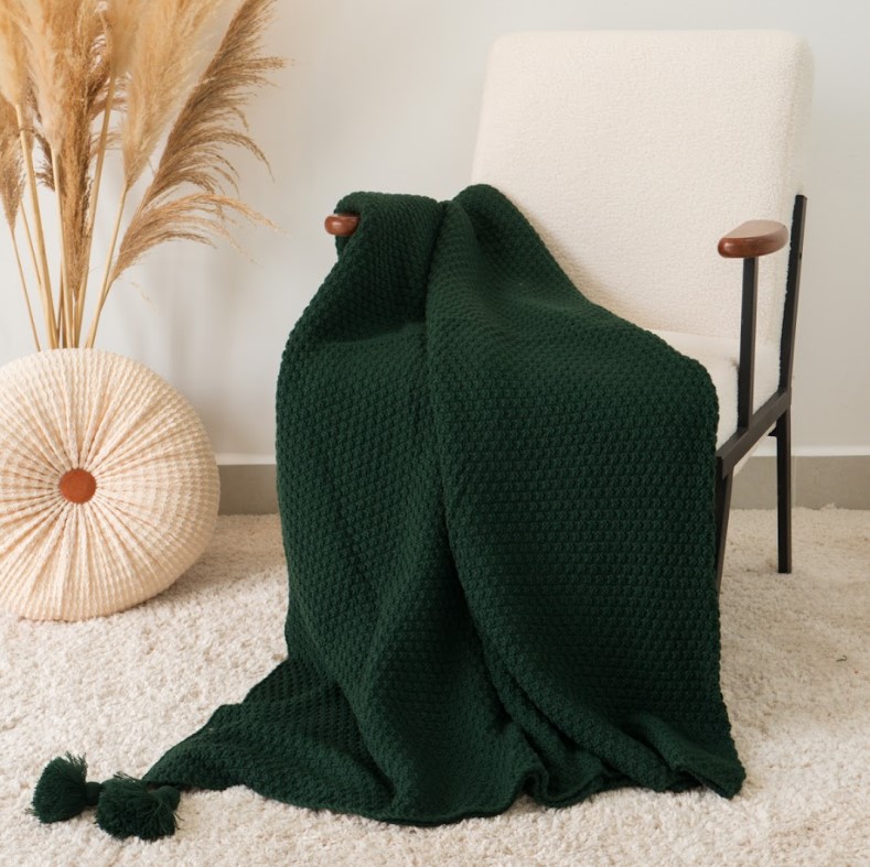 Chăn đan len dệt sợi đính tua rua trang trí ghế sofa giường ngủ bắc âu