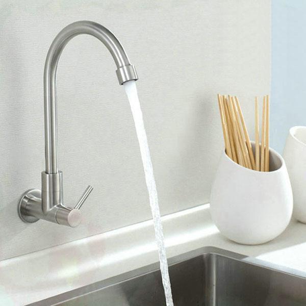 [HCM]Vòi rửa chén - bát lạnh gắn tường Inox 304