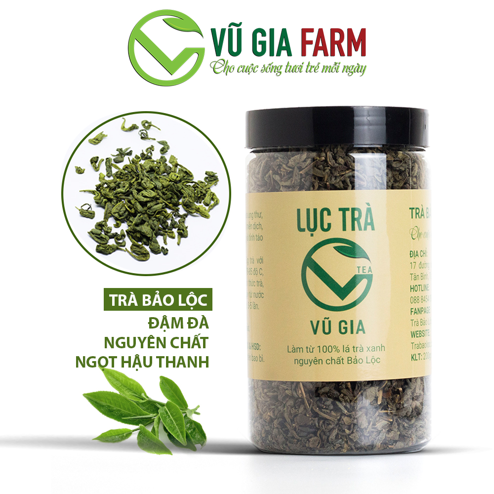 Lục Trà Nguyên Chất Vũ Gia (200g/hũ) - Hỗ trợ dạ dày tiêu hóa, giảm cân an toàn, hỗ trợ bệnh tim, cải thiện mất ngủ, giảm stress hiệu quả - Đã được kiểm nghiệm y tế