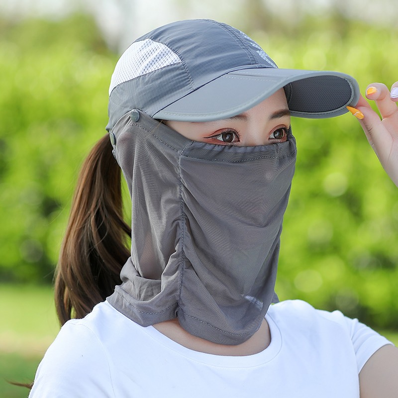 Nón chống nằng thời trang, mũ chống nắng kèm khăn che mặt