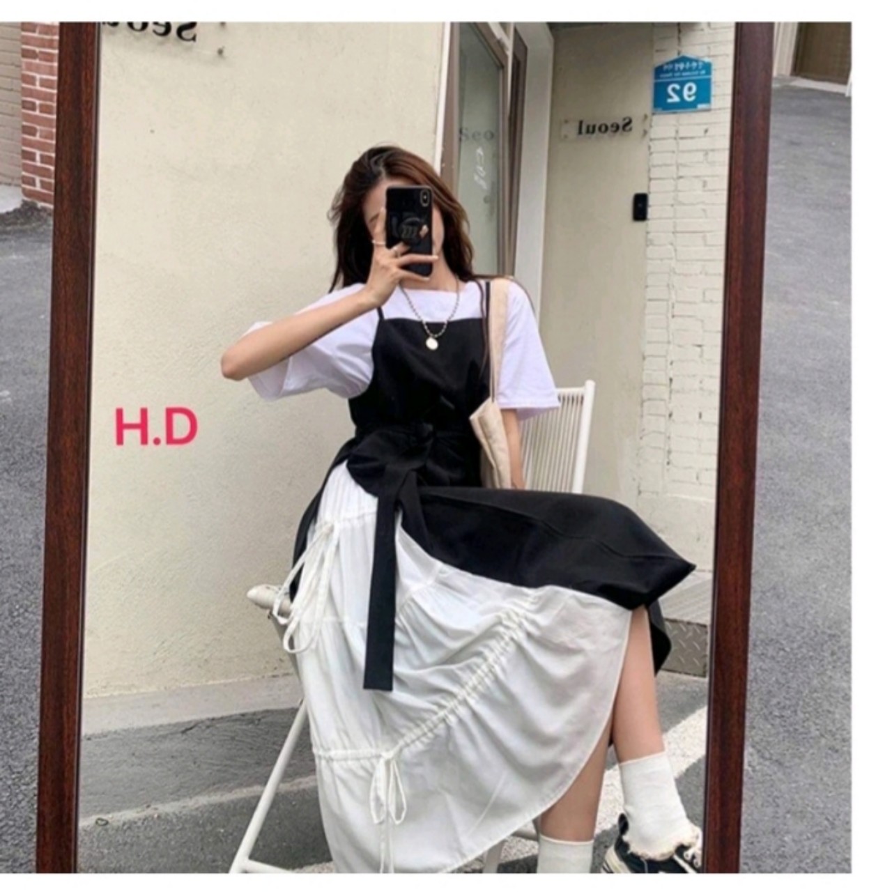 SÉT VÁY YẾM BUỘC EO + ÁO COTTON CỰC XINH