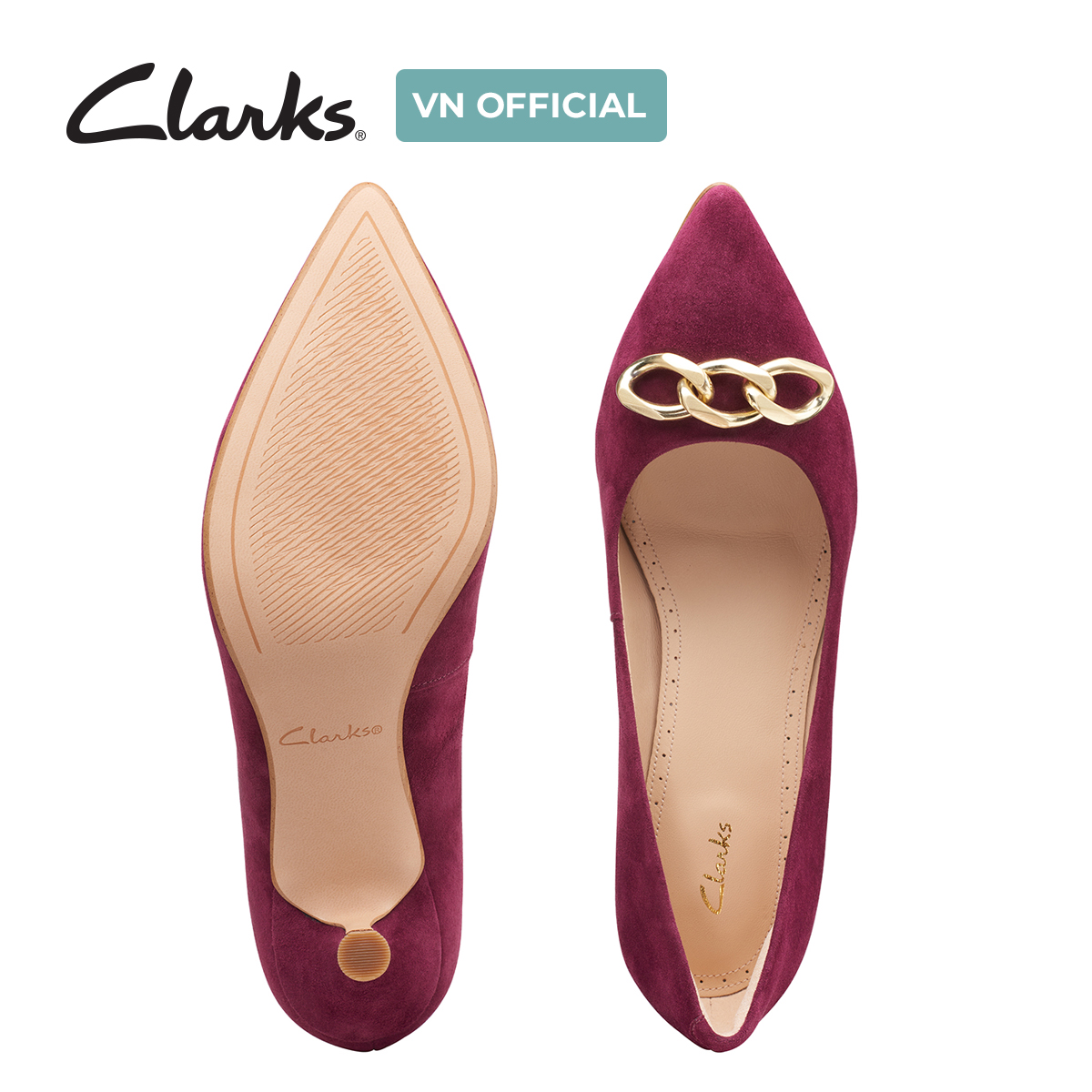 Giày Cao Gót 5.5cm Da Lộn Nữ Clarks - Violet55 Trim