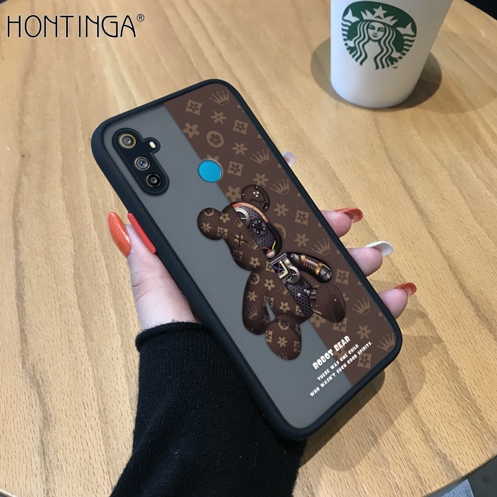 Hontinga Ốp Lưng Cho Realme C3 Ốp Lưng Mờ Hình Gấu Cơ Khí Hoạt Hình Dễ Thương Ốp Lưng Điện Thoại Trong Suốt Ốp Lưng Bảo Vệ Toàn Bộ Máy Ảnh Trong Suốt Ốp Cứng Cho Bé Trai Cho Bé Gái