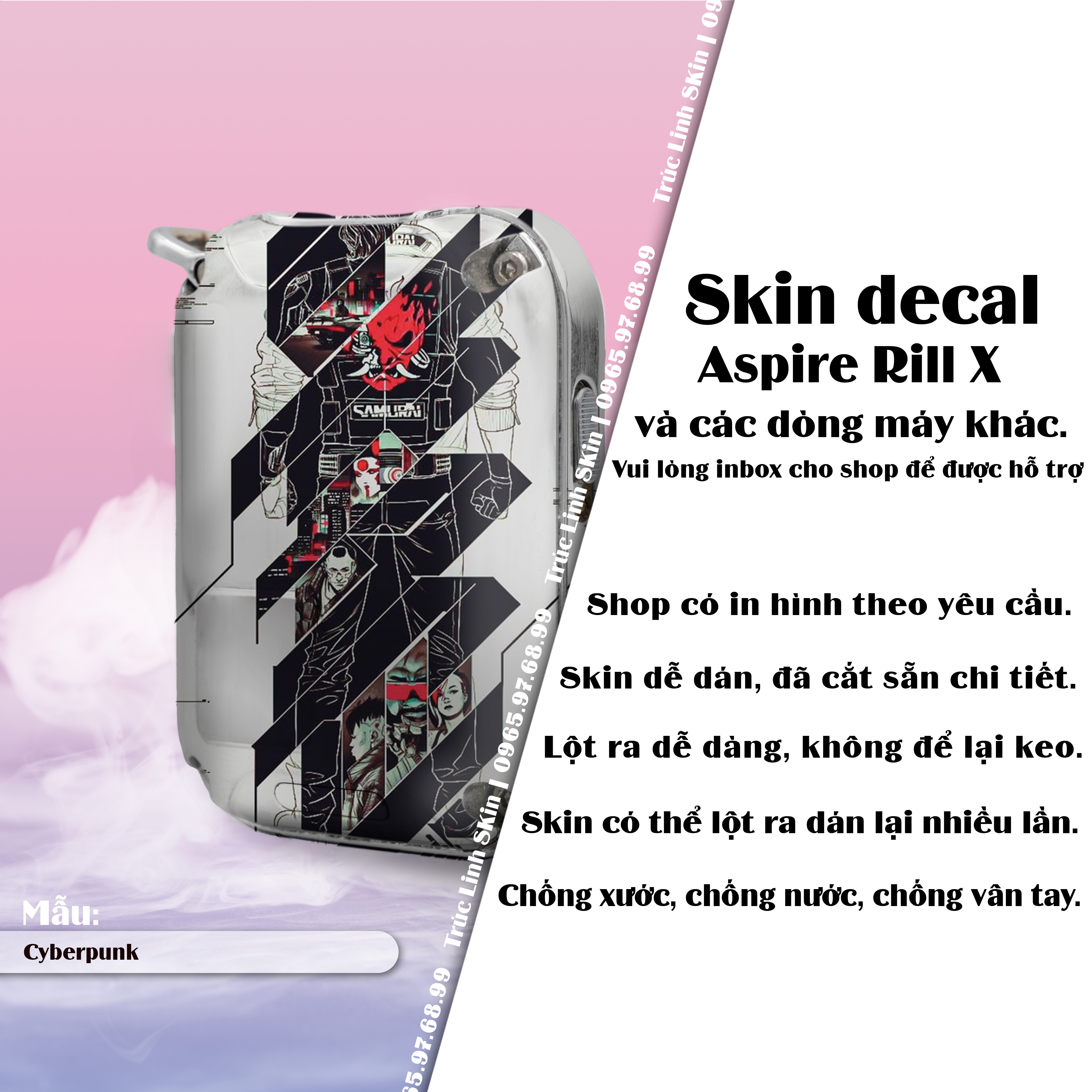 Miếng dán skin cho Riil X mẫu Cyberpunk (decal dễ dán, đã cắt sẵn)