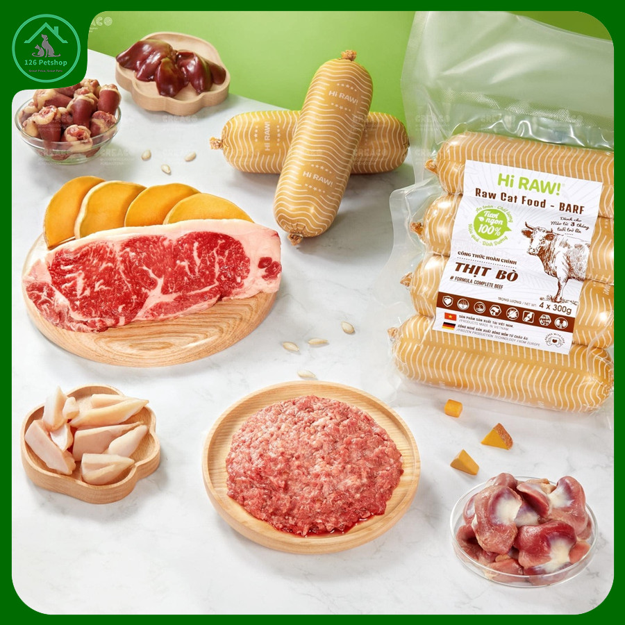 Raw food - vị thịt bò (cho Mèo) - BARF - 300gr