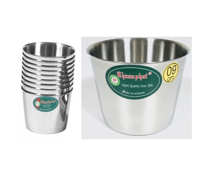 Combo 10 Ly Làm Nước Đá Inox 304 Cao Cấp Không Gỉ Sét Đường Kính 9cm - 10 cm