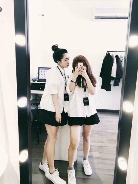 Áo sơ mi trắng trơn basic  chất đẹp dáng oversize