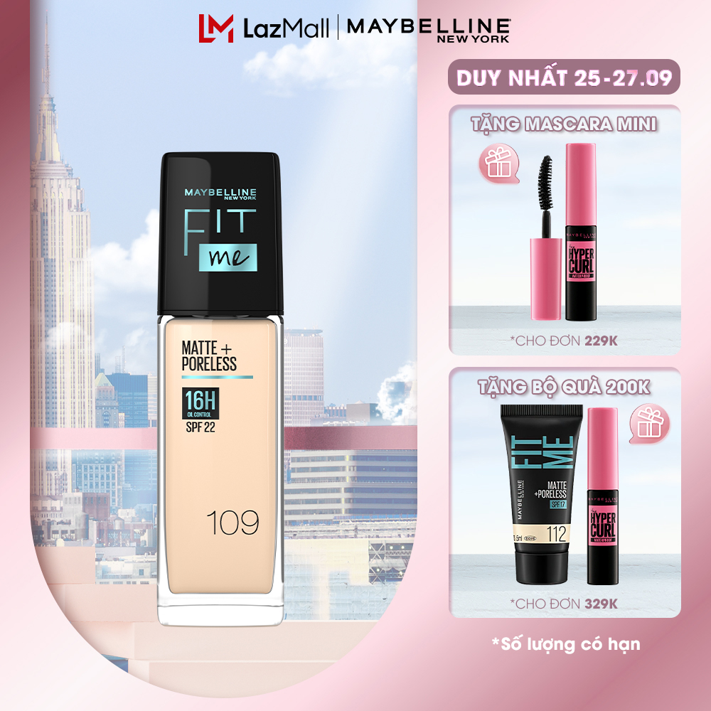 Kem Nền Mịn Nhẹ Kiềm Dầu Fit Me Maybelline New York Matte Poreless Foundation 30ml