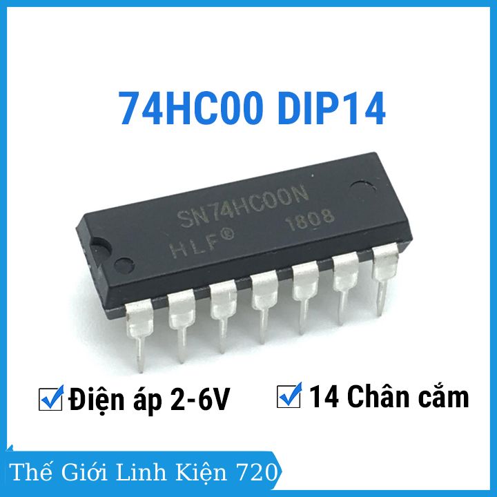 Ic 74hc00 2-input nand dip14 14 chân cắm điện áp 2-6v