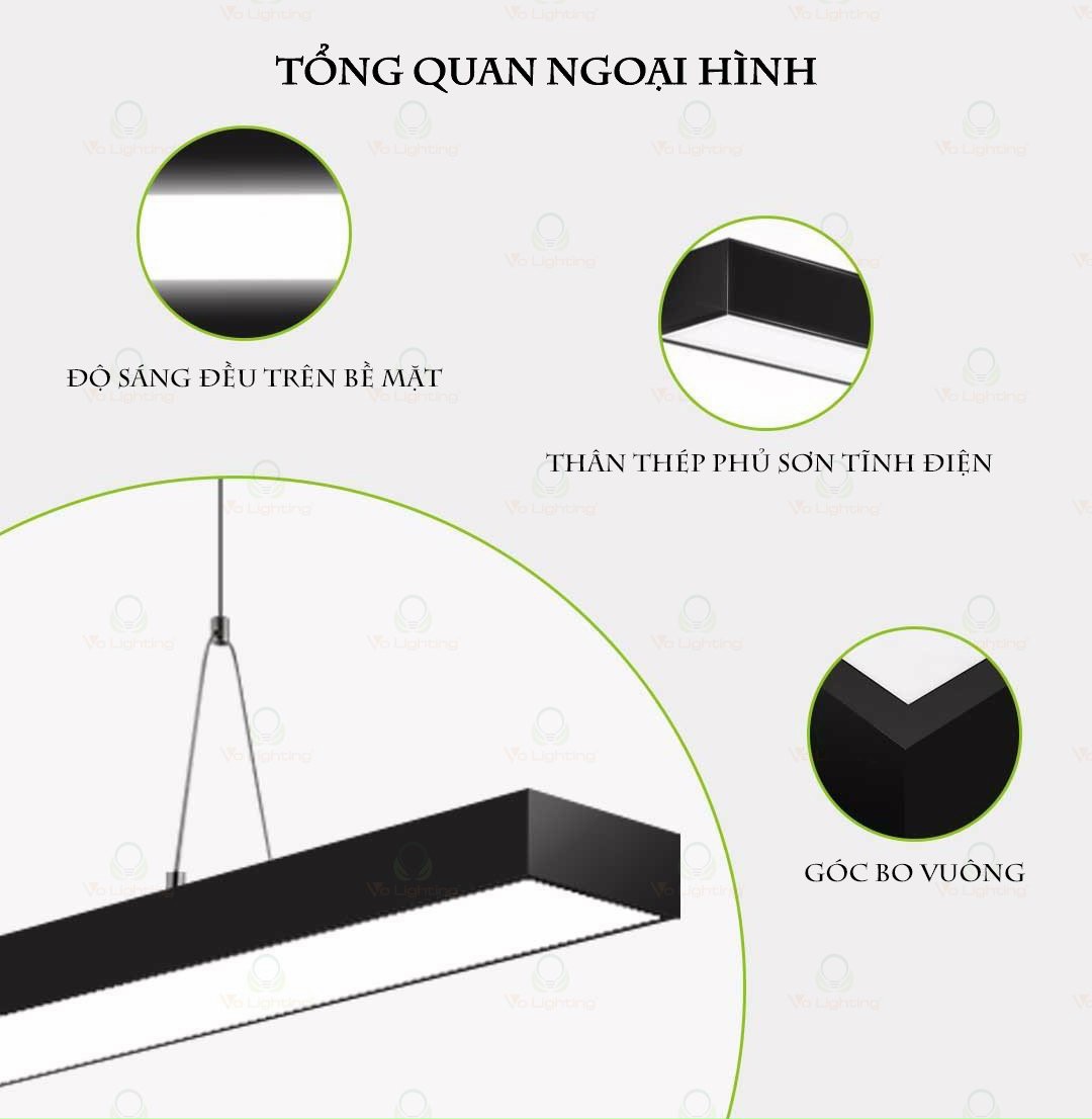 Đèn thả hộp văn phòng 1200x70 36w ánh sáng trắng