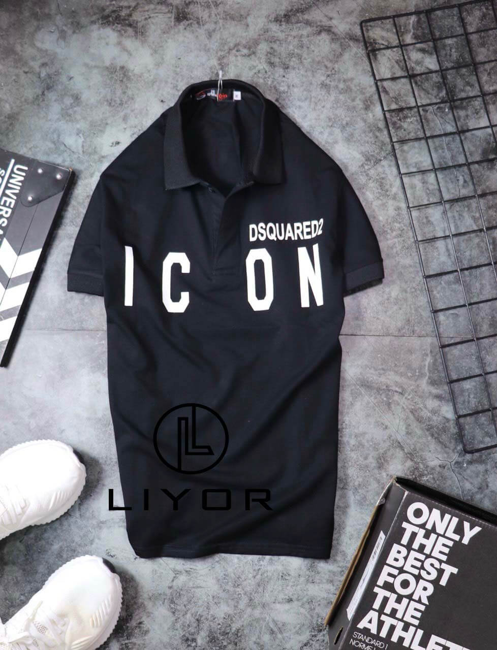 Áo thun nam (DEALSHOCK)áo phông polo in chữ độc đáo phong cách form body thấm hút mồ hôi và co giãn 4 chiều- Liyor - ACB3004