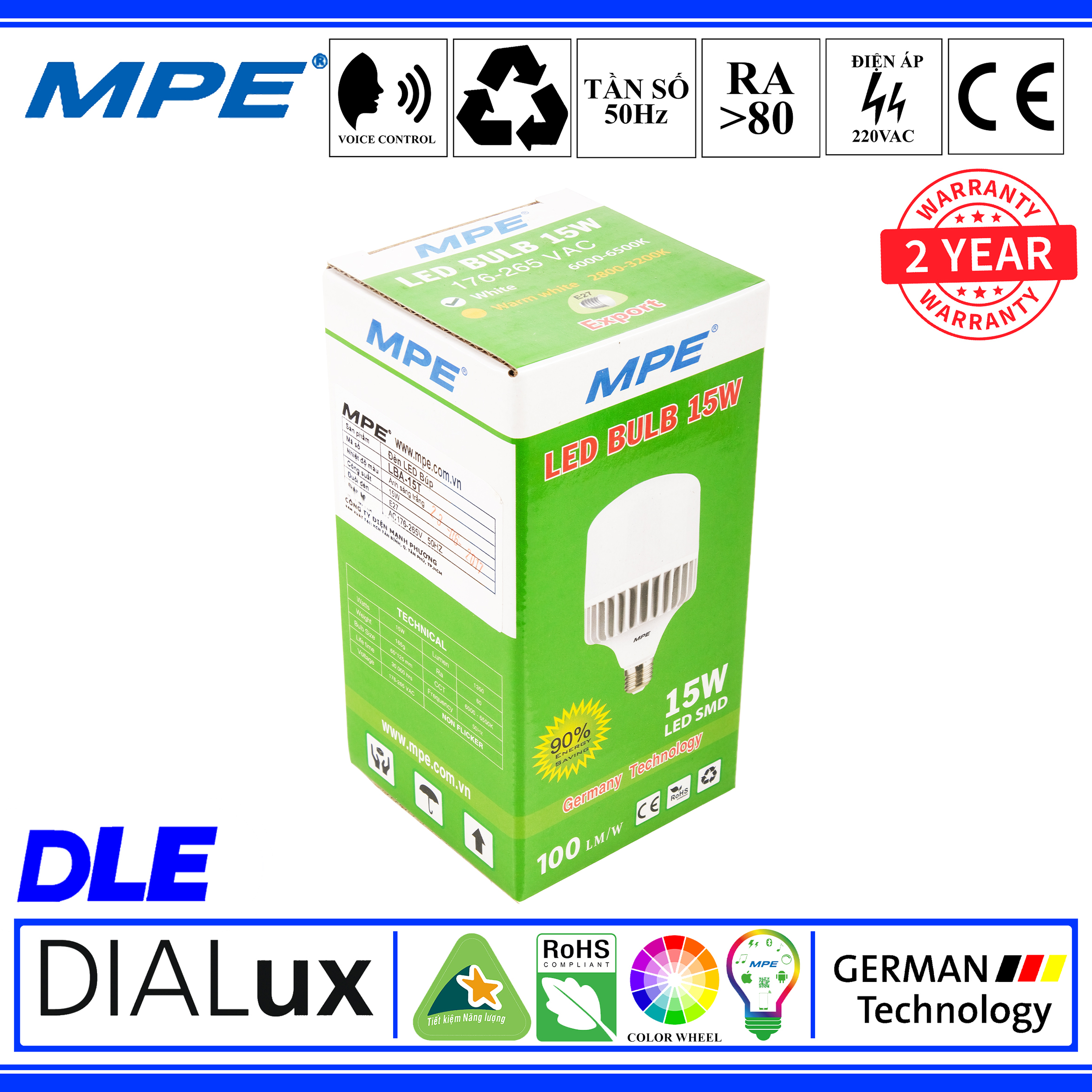 ĐÈN LED BULB 15W MPE
