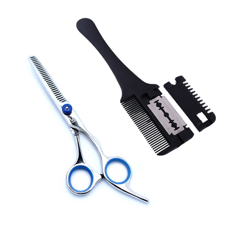 Bộ combo kéo cắt và tỉa tóc + Lược tỉa tóc + Kẹp đo cắt tóc