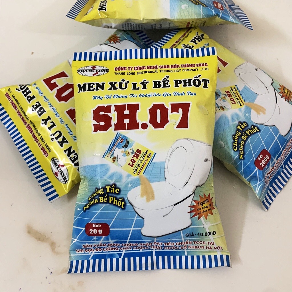 Men sử lý bể phốt SH07,  thông tắc bồn cầu, khử mùi bồn cầu, bồn rửa mặt,
